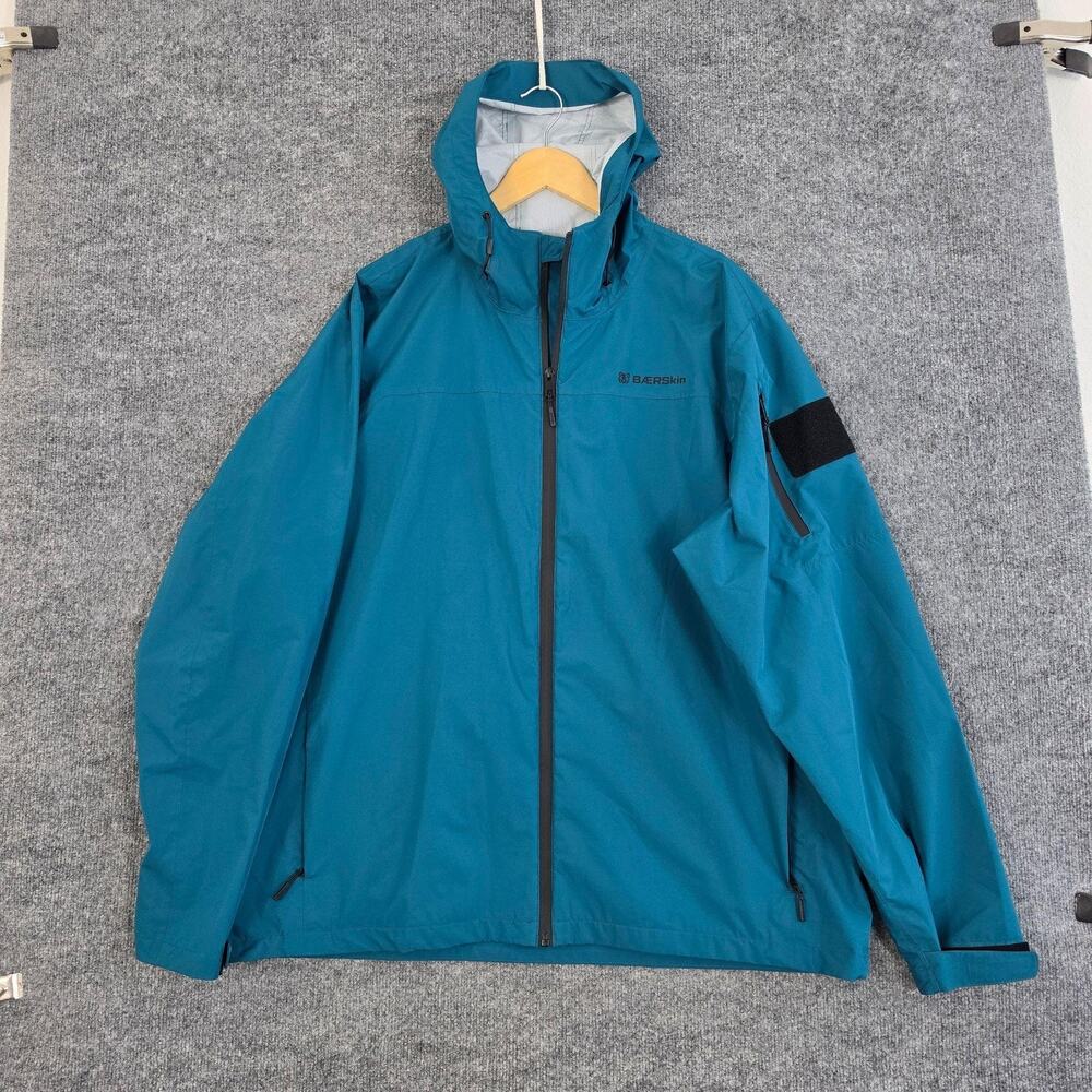 Baerskin Jacket Mens XL Rain Jacket 25A Dark Teal Hooded Lightweight Hiking